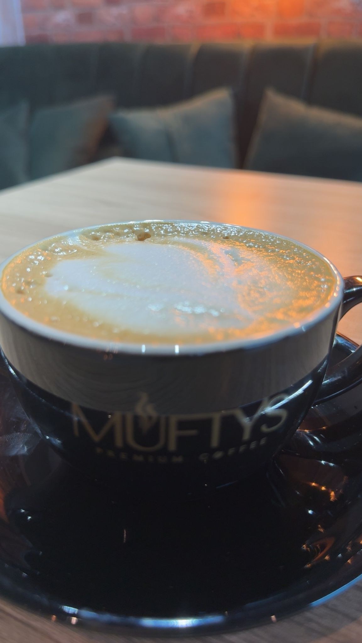 Crafted coffee in a Mufty's cup